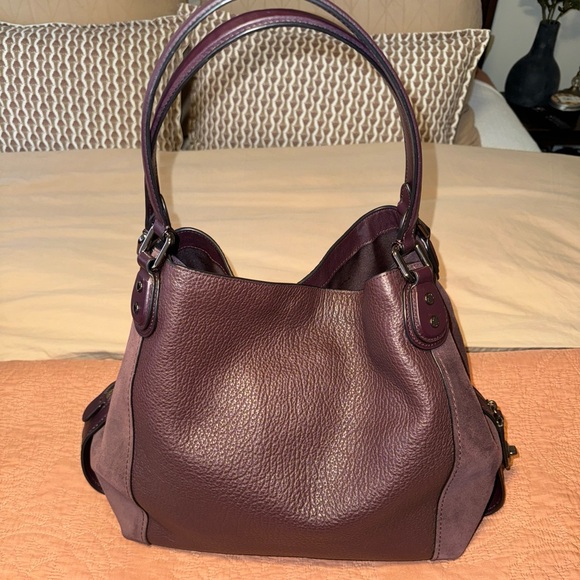Coach Edie 42 in mixed leather Oxblood color - Picture 1 of 13